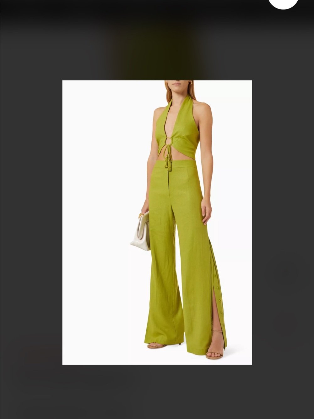 Just Be Queen High-Waist Wide-Leg Trousers in Lime Green
